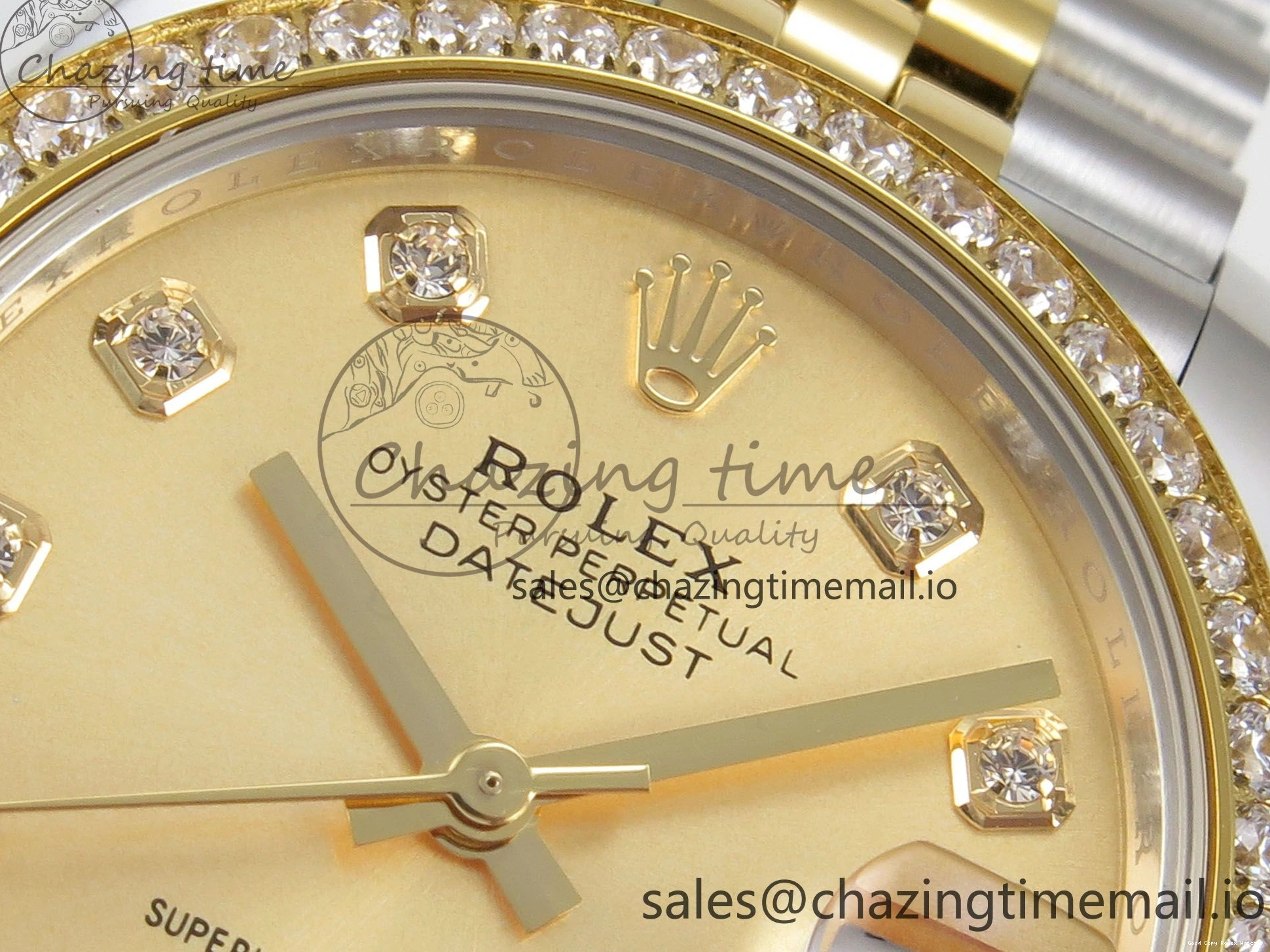 Good Copy Rolex Watches YG Diamonds Steel Bracelet 31 Jubilee THBF YG DateJust 1:1 Dial Edition Bezel SS 278383RBR 904L HZ Vibrant on Best 46 Diamonds Cal. 1220